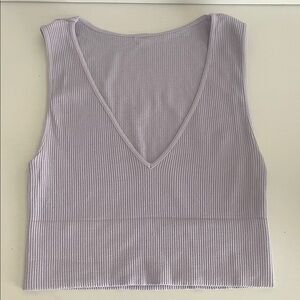 Lavender Ribbed V-Neck Women's Top
